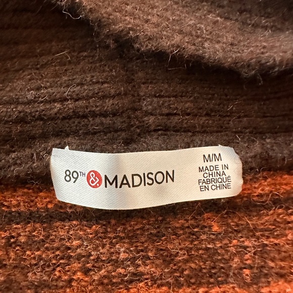 Women's Medium 89 & Madison NWT Chocolate Fudge Stripe long Knit Sweater - Picture 2 of 5